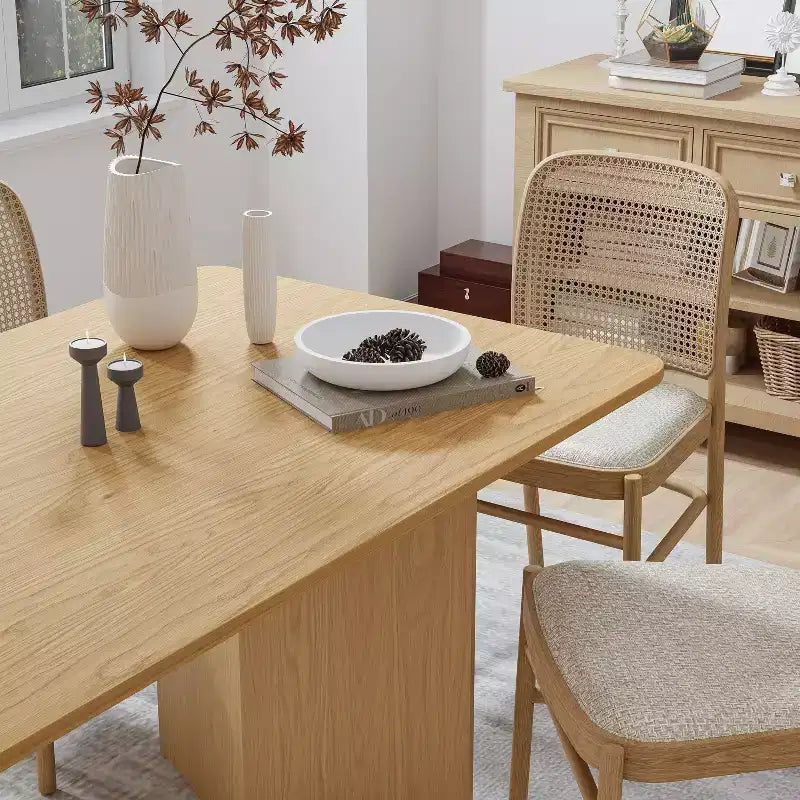 PexFix 67 x 33,5 Table de salle à manger de ferme en bois massif naturel avec pieds en V et plateau carré en bois pour salles à manger modernes et réunions de famille