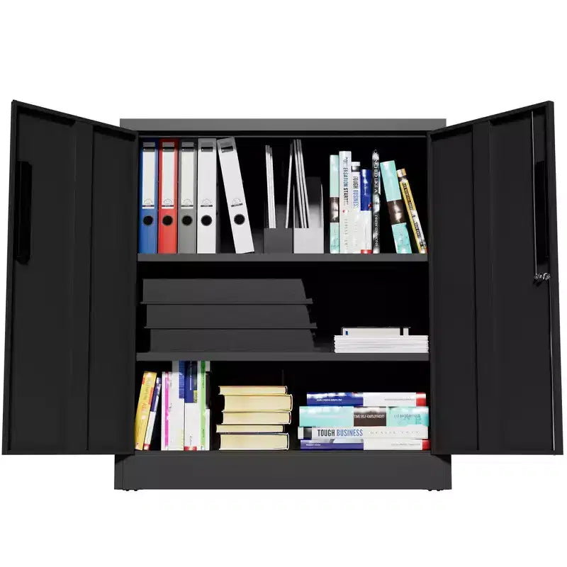 VIYET 35 Armoire de Rangement Métallique à 2 Portes, Armoire en Acier Robuste Verrouillable avec 2 Étagères Réglables (Organisateur Maison/Bureau/Garage)