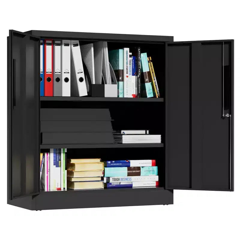 VIYET 35 Armoire de Rangement Métallique à 2 Portes, Armoire en Acier Robuste Verrouillable avec 2 Étagères Réglables (Organisateur Maison/Bureau/Garage)