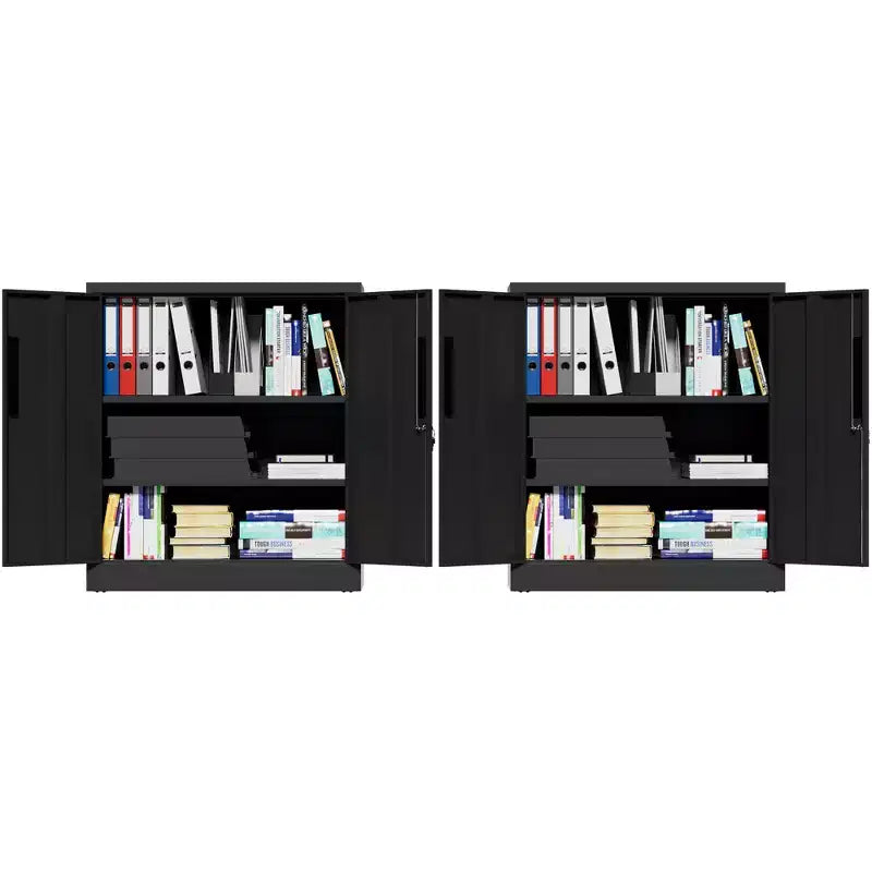 VIYET 35 Armoire de Rangement Métallique à 2 Portes, Armoire en Acier Robuste Verrouillable avec 2 Étagères Réglables (Organisateur Maison/Bureau/Garage)