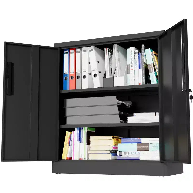 VIYET 35 Armoire de Rangement Métallique à 2 Portes, Armoire en Acier Robuste Verrouillable avec 2 Étagères Réglables (Organisateur Maison/Bureau/Garage)