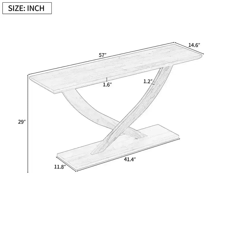 Console d'entrée rustique moderne Whisen 57'', table d'appoint pour couloir, table de canapé mince avec pieds croisés, construction robuste