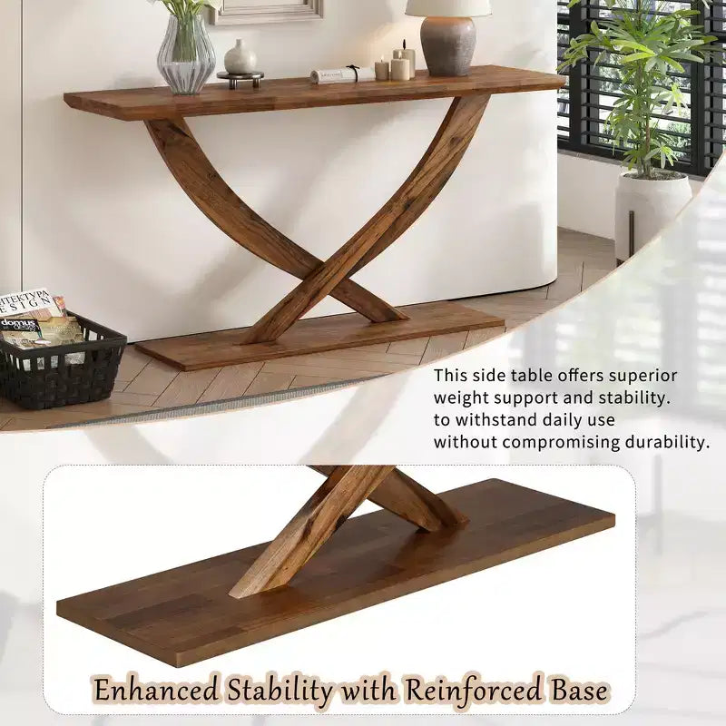 Console d'entrée rustique moderne Whisen 57'', table d'appoint pour couloir, table de canapé mince avec pieds croisés, construction robuste