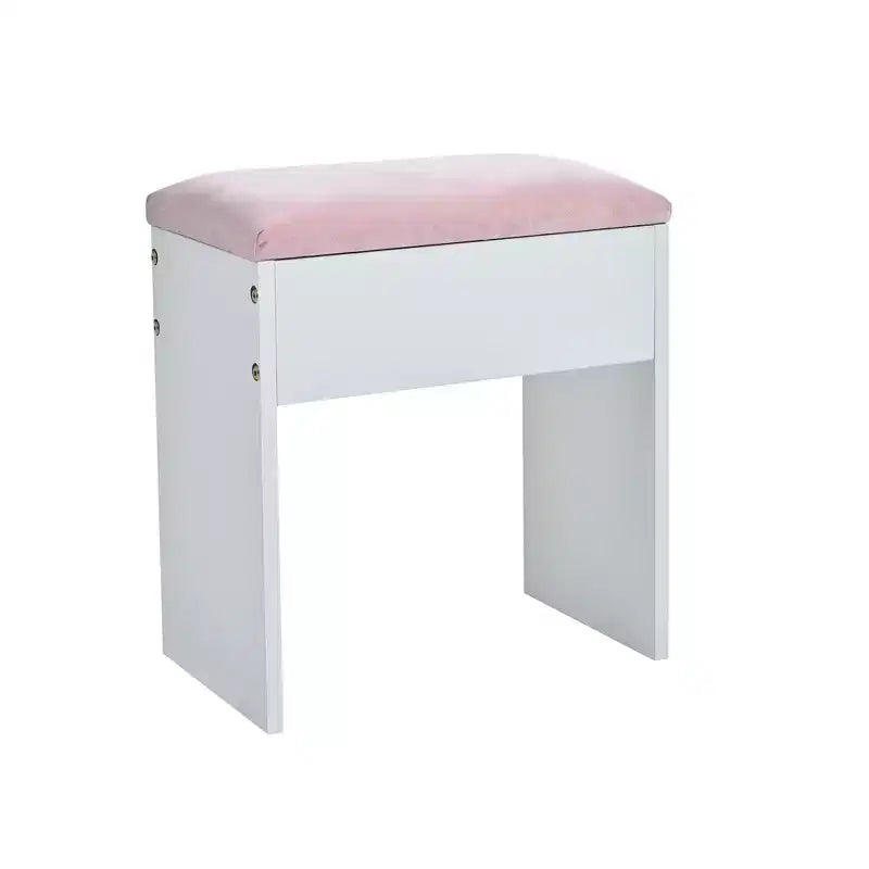 Coiffeuse avec tabouret rembourré, miroir, ampoules à 3 couleurs d'éclairage, station de charge et support pour sèche-cheveux - ModernLuxe