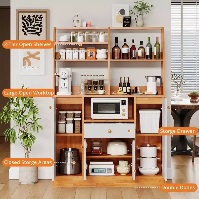 Buffet en bois, armoire de cuisine autonome, grande armoire de rangement/bar à café pour entrée, salle à manger, salon.