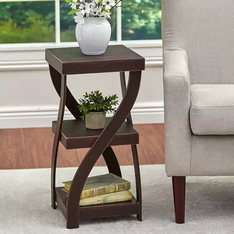 Table d'appoint en bois torsadé à effet vieilli The Lakeside Collection -