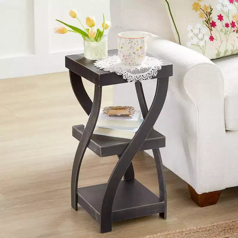 Table d'appoint en bois torsadé à effet vieilli The Lakeside Collection -