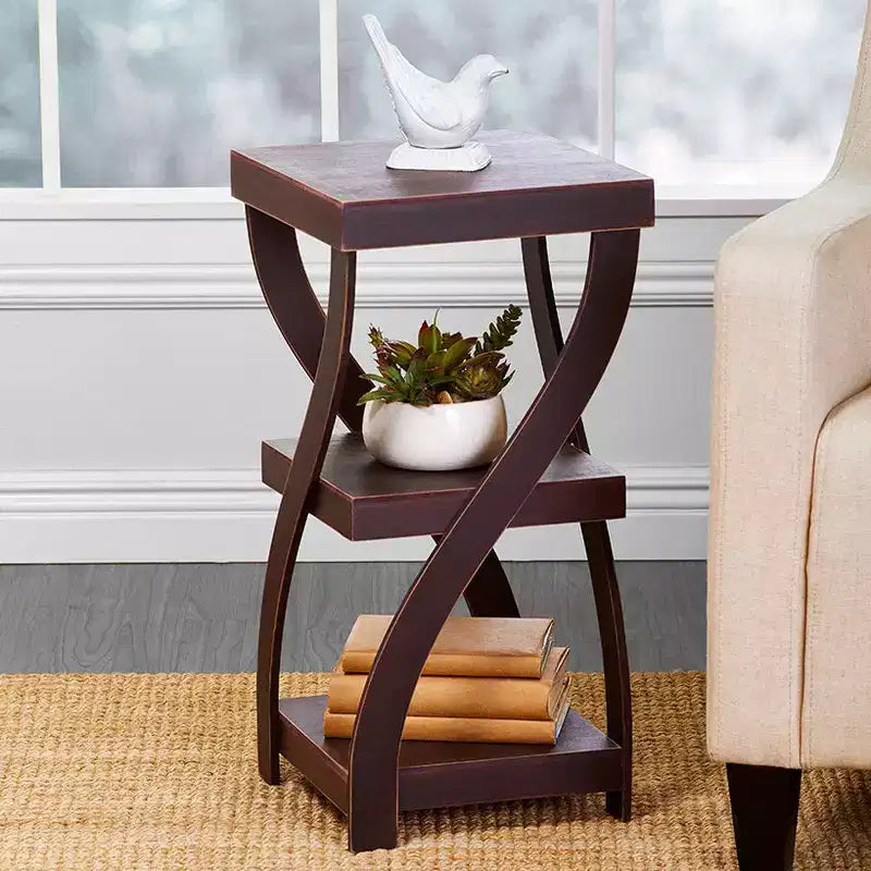 Table d'appoint en bois torsadé à effet vieilli The Lakeside Collection -