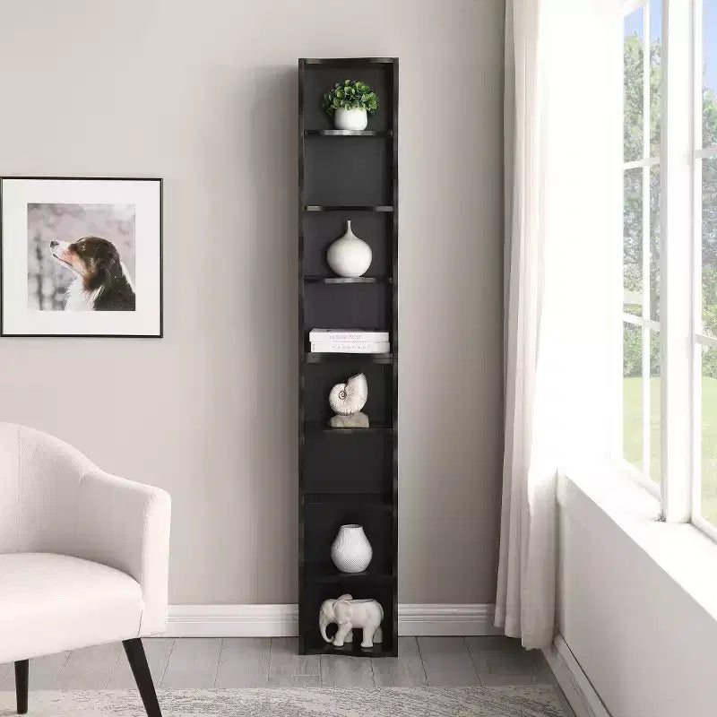 Étagère décorative haute à 8 niveaux avec étagères ouvertes, vitrine étroite moderne sur pied pour le salon ou le bureau à domicile-Panipeachy