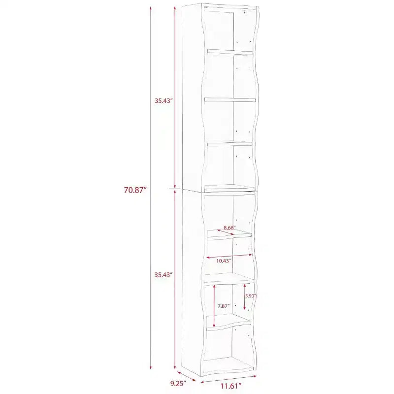 Étagère décorative haute à 8 niveaux avec étagères ouvertes, vitrine étroite moderne sur pied pour le salon ou le bureau à domicile-Panipeachy