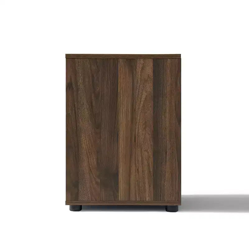 LuxenHome Table de chevet et table d'appoint 21,65 po noyer avec deux tiroirs de rangement en bois manufacturé durable marron