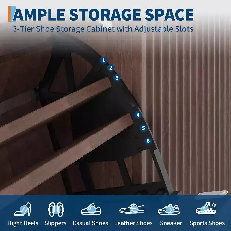 Meuble à chaussures cannelé, range-chaussures étroit autoportant en bois avec porte coulissante et 2 tiroirs et étagères réglables pour la maison