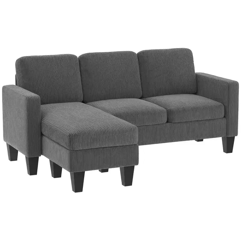 HOMCOM Canapé d'angle 73 places en forme de L avec méridienne ou pouf réversible