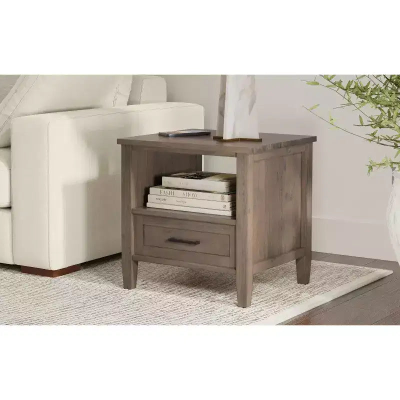 Table d'appoint rectangulaire de transition Cantina en BOIS MASSIF de 20 pouces de large