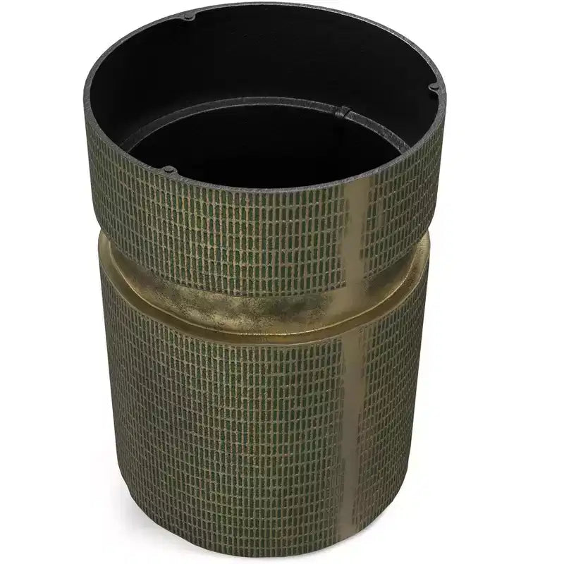 Table d'appoint Ambroise style industriel moderne en aluminium moulé, 33 cm de large, patine vert clair, entièrement assemblée