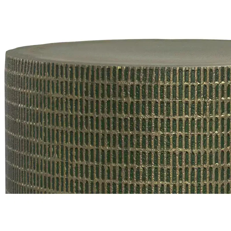 Table d'appoint Ambroise style industriel moderne en aluminium moulé, 33 cm de large, patine vert clair, entièrement assemblée