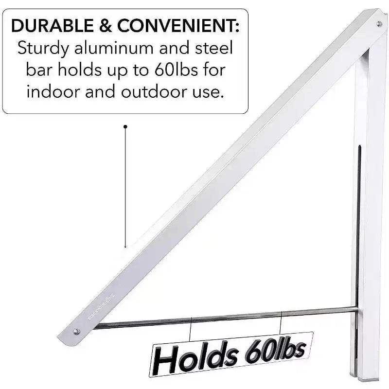 Séchoir mural rétractable pliable simple, blanc (20 pièces)