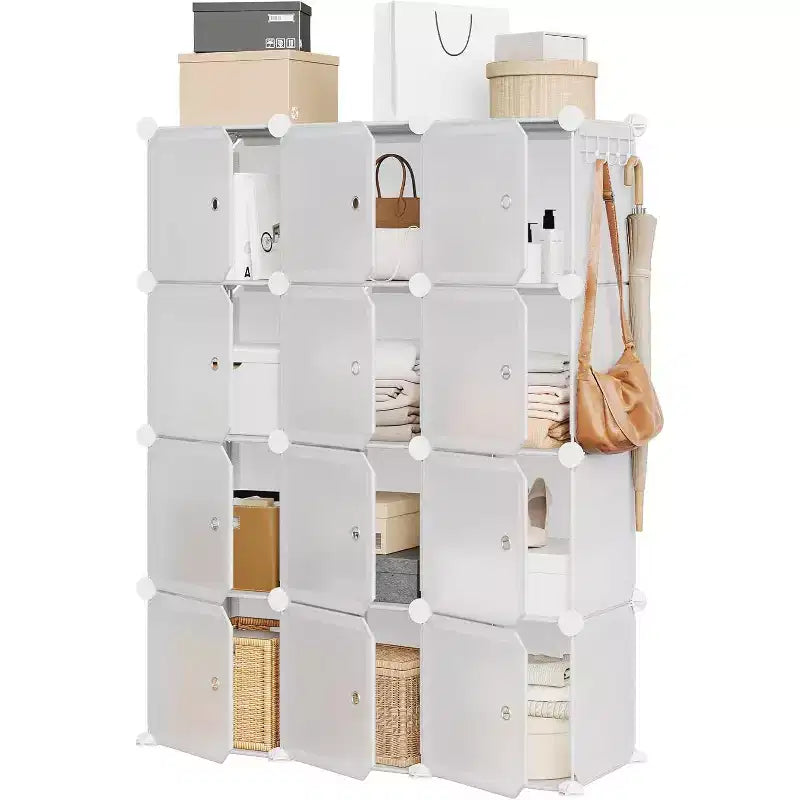 12-Cube PVC Storage Organizer, Multifunctional Cabinet with Stackable Design for Home Office, Black