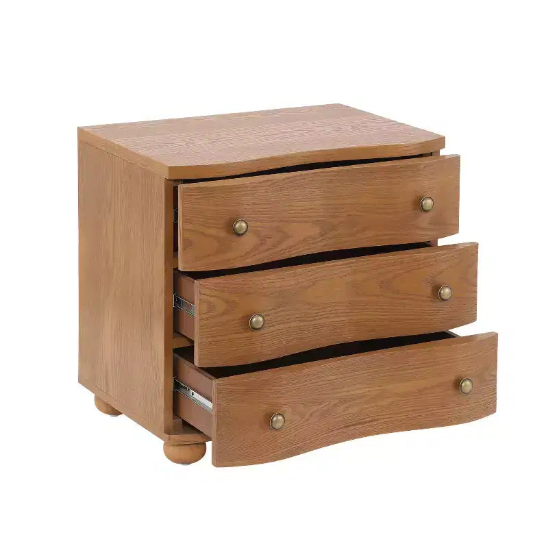 Christopher Knight Home Chaeryeong Table de chevet moderne en bois à 3 tiroirs avec façade incurvée