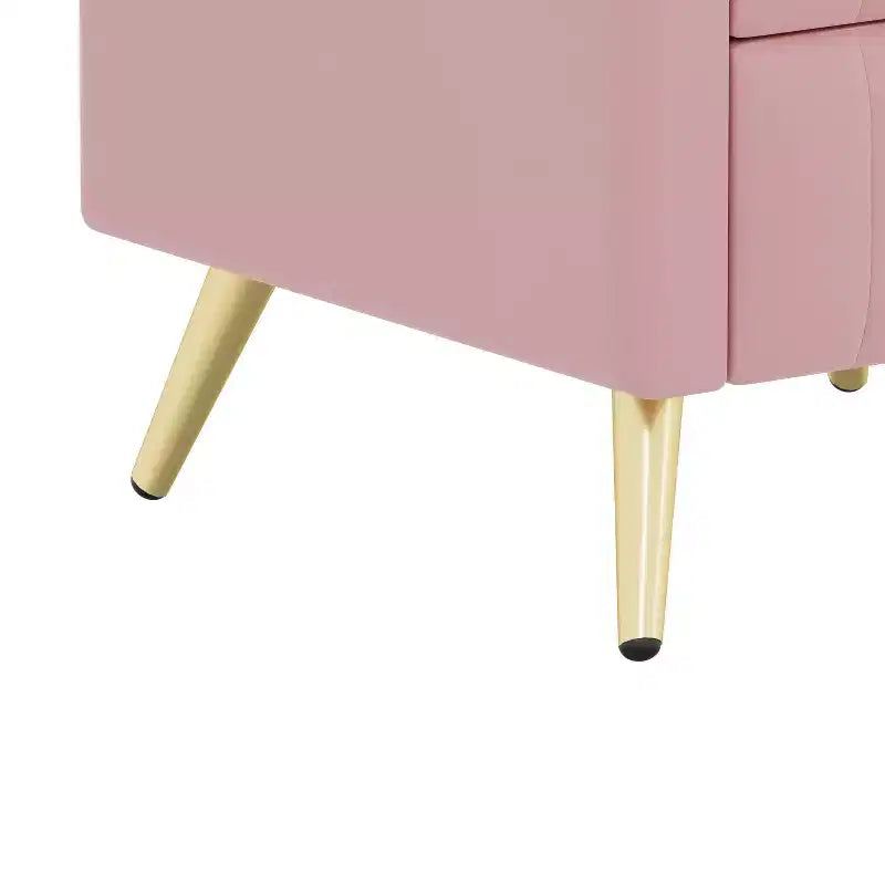 Table de chevet MAYEERTY capitonnée en bois avec 3 tiroirs et pieds et poignées en métal pour chambre, rose