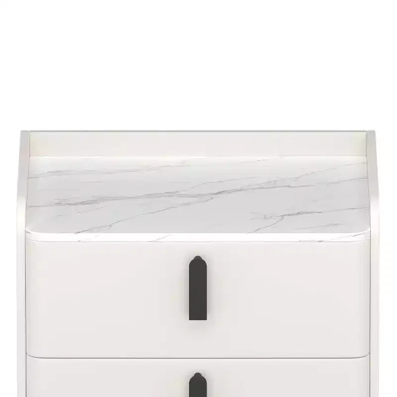 Table de chevet MAYEERTY avec 2 tiroirs, plateau motif marbre, pour chambre à coucher, blanc