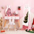 Kids White Vanity Set Princess Makeup Dressing Table And Chair Set With Jewelry Armoire