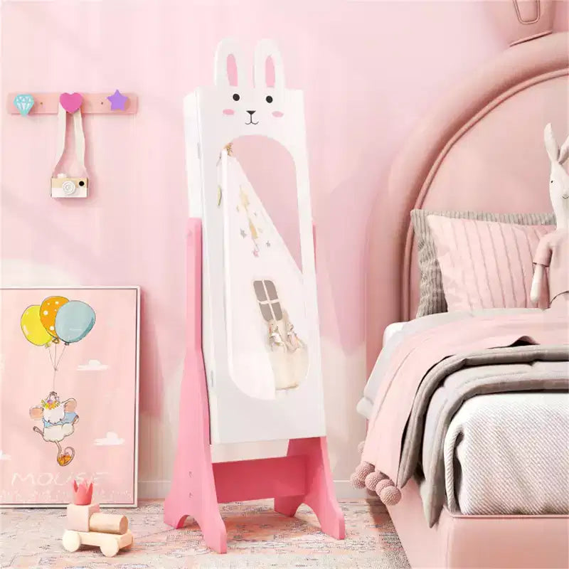 Ensemble Coiffeuse et Chaise Blanches pour Enfants avec Armoire à Bijoux Thème Princesse