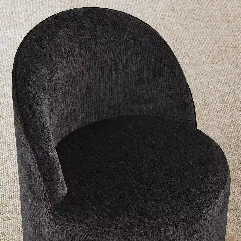 Ensemble de salle à manger 5 pièces pour 4, chaises modernes à roulettes avec revêtement en chenille, table ronde noire à pied central - Panipeachy