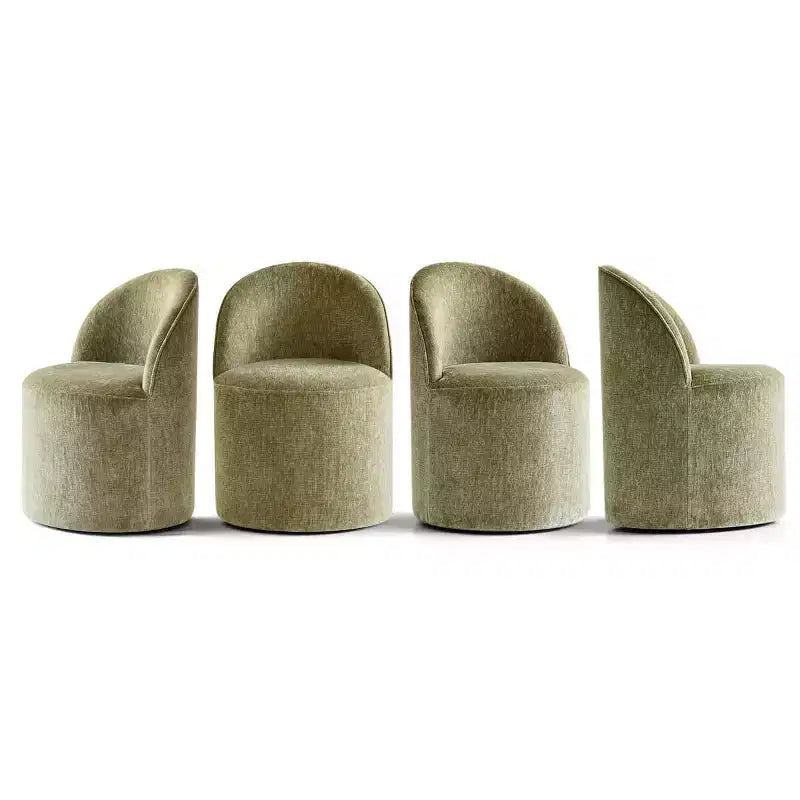 Ensemble de salle à manger 5 pièces pour 4, chaises modernes à roulettes avec revêtement en chenille, table ronde noire à pied central - Panipeachy