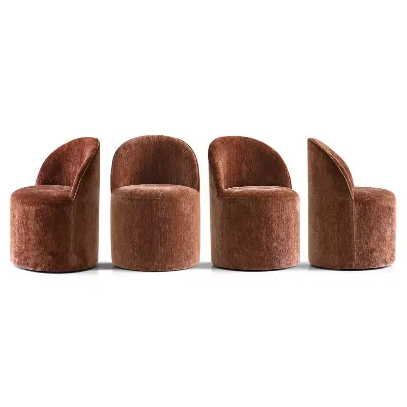Ensemble de salle à manger 5 pièces pour 4, chaises modernes à roulettes avec revêtement en chenille, table ronde noire à pied central - Panipeachy