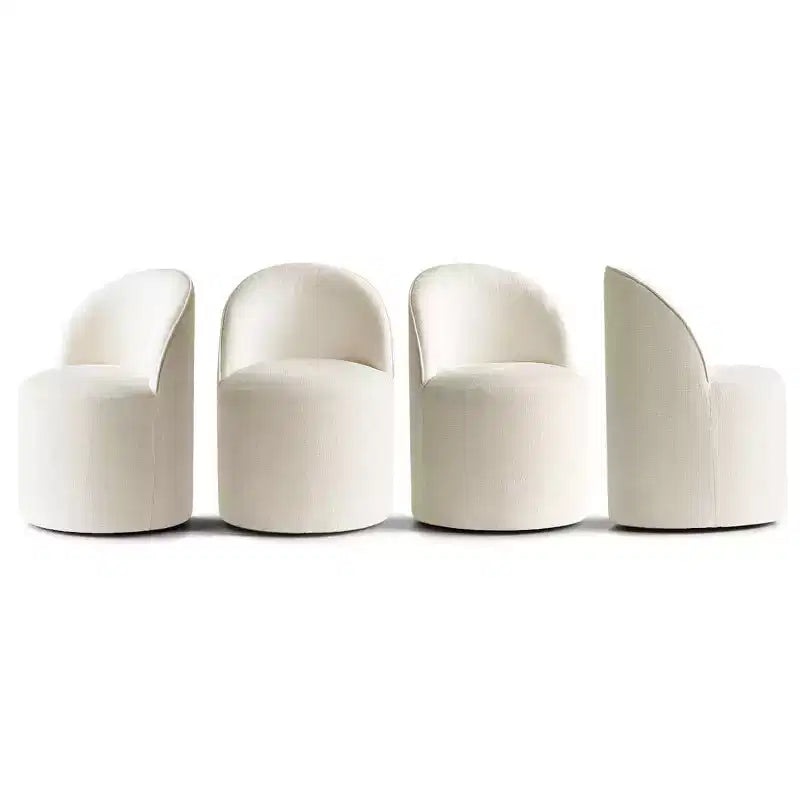 Ensemble de salle à manger 5 pièces pour 4, chaises modernes à roulettes avec revêtement en chenille, table ronde noire à pied central - Panipeachy