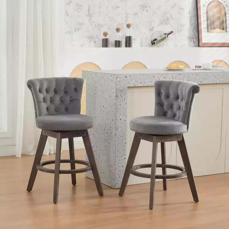 Tabourets de bar pivotants hauteur comptoir, hauteur d'assise 63,5 cm, tabourets de comptoir rembourrés avec pieds en bois pour îlot de cuisine ou bar à la maison - Panipeachy