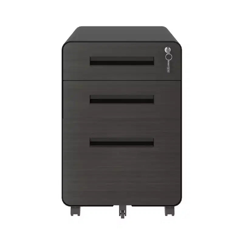Classeur mobile à 3 tiroirs VIYET 23, en acier laminé à froid noir, verrouillable sous le bureau (5 roues anti-basculement pour dossiers A4/Legal/Letter)