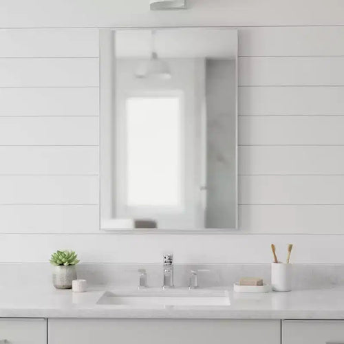 Miroir de vanité de salle de bain de 38 pouces avec cadre en aluminium argenté