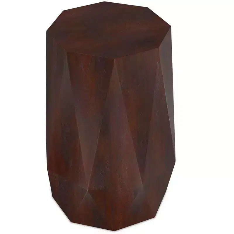 Table d'appoint polygonale contemporaine Renley en BOIS D'ACACIA MASSIF de 15 pouces de large, entièrement assemblée