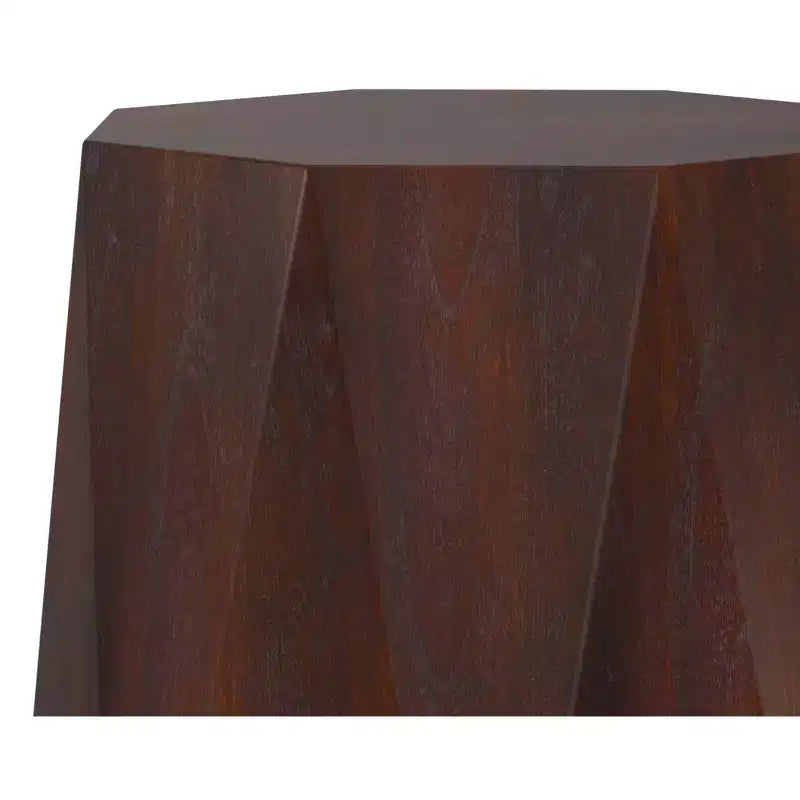 Table d'appoint polygonale contemporaine Renley en BOIS D'ACACIA MASSIF de 15 pouces de large, entièrement assemblée