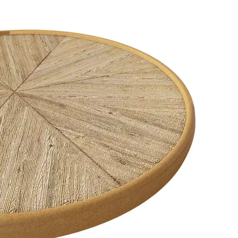 Table d'appoint ronde rétro en bois VIYET 23 – Piètement en métal style campagne française, bois naturel