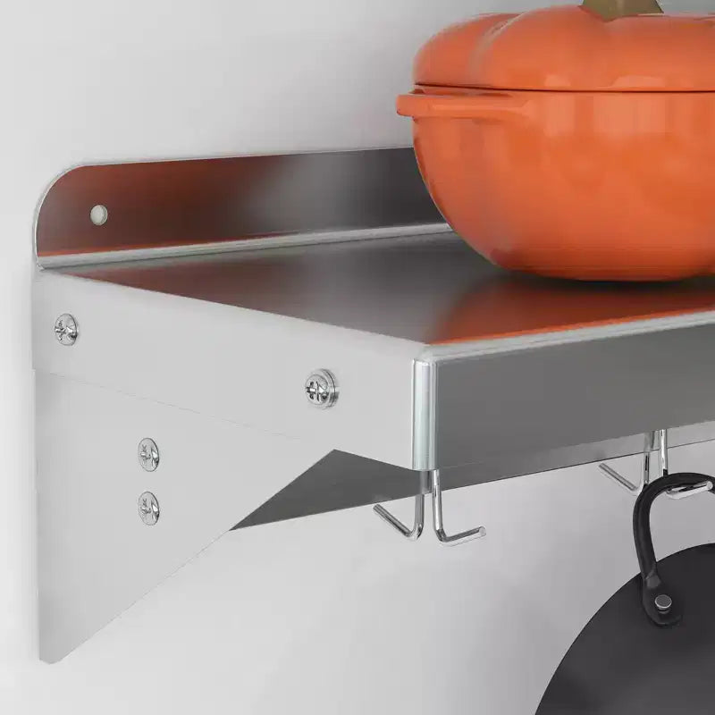 COZONY Étagère flottante avec crédence et crochets, étagère murale en acier inoxydable pour l'organisation de la cuisine, certifiée NSF