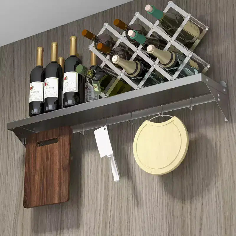 COZONY Étagère flottante avec crédence et crochets, étagère murale en acier inoxydable pour l'organisation de la cuisine, certifiée NSF
