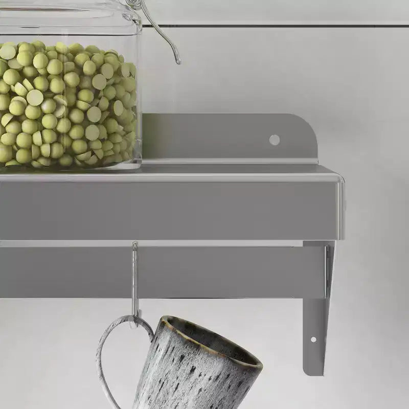 COZONY Étagère flottante avec crédence et crochets, étagère murale en acier inoxydable pour l'organisation de la cuisine, certifiée NSF