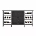 Farmhouse Wine Bar Cabinet, Industrial Coffee Bar Sideboard with Wine Rack and Glass Holder