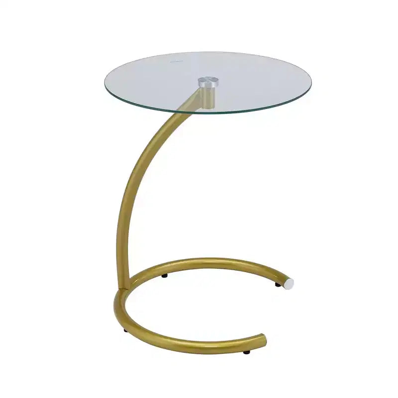 Kings Brand Furniture Table d'appoint ronde en verre - Table d'appoint en métal avec plateau en verre trempé, idéale pour le salon, la chambre ou le bureau