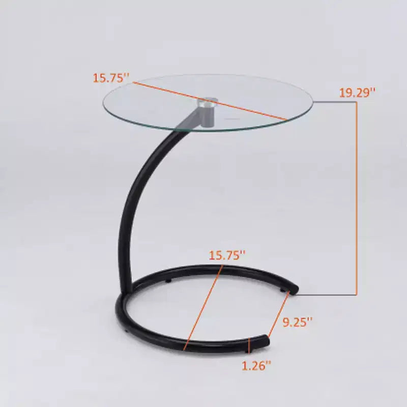 Kings Brand Furniture Table d'appoint ronde en verre - Table d'appoint en métal avec plateau en verre trempé, idéale pour le salon, la chambre ou le bureau