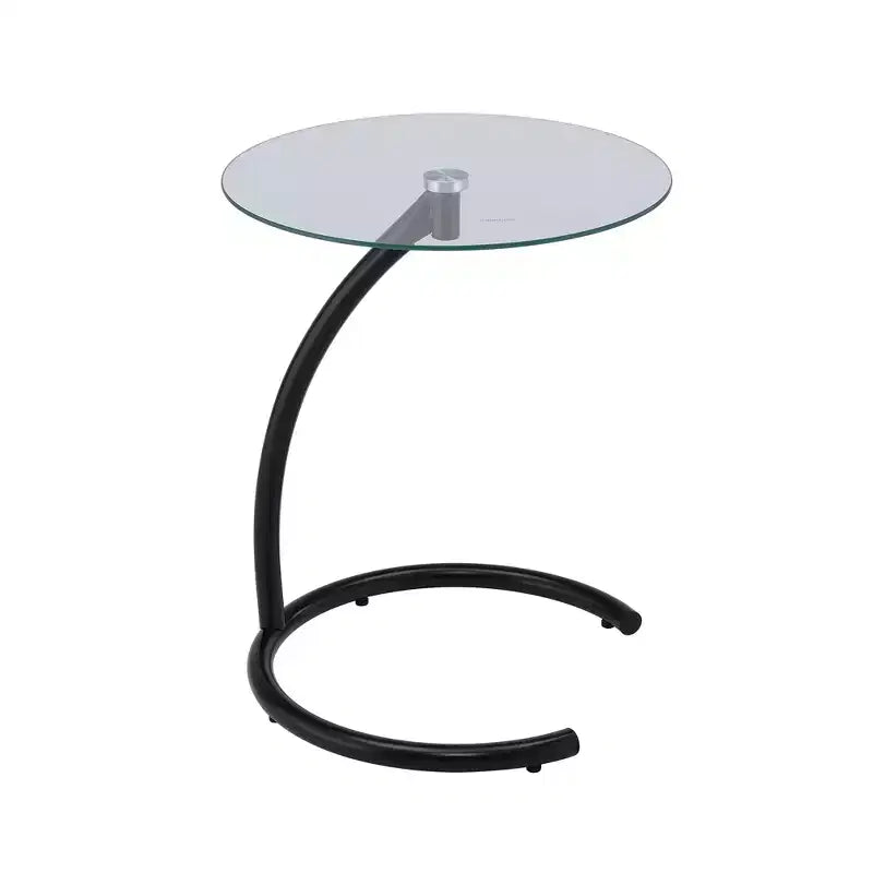 Kings Brand Furniture Table d'appoint ronde en verre - Table d'appoint en métal avec plateau en verre trempé, idéale pour le salon, la chambre ou le bureau