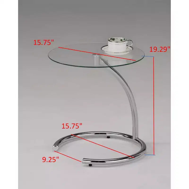 Kings Brand Furniture Table d'appoint ronde en verre - Table d'appoint en métal avec plateau en verre trempé, idéale pour le salon, la chambre ou le bureau