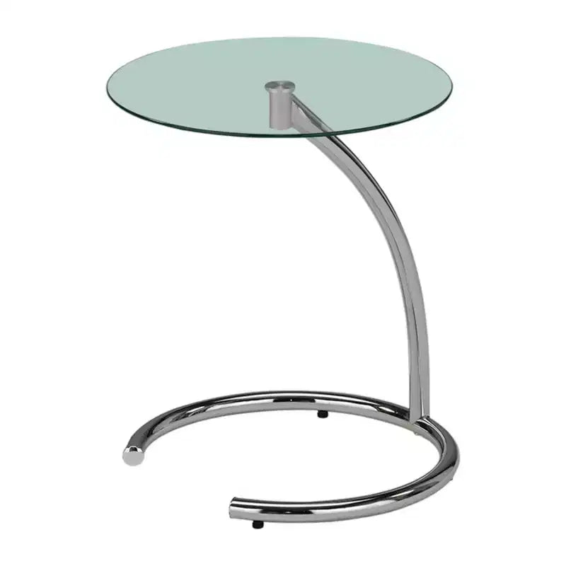 Kings Brand Furniture Table d'appoint ronde en verre - Table d'appoint en métal avec plateau en verre trempé, idéale pour le salon, la chambre ou le bureau