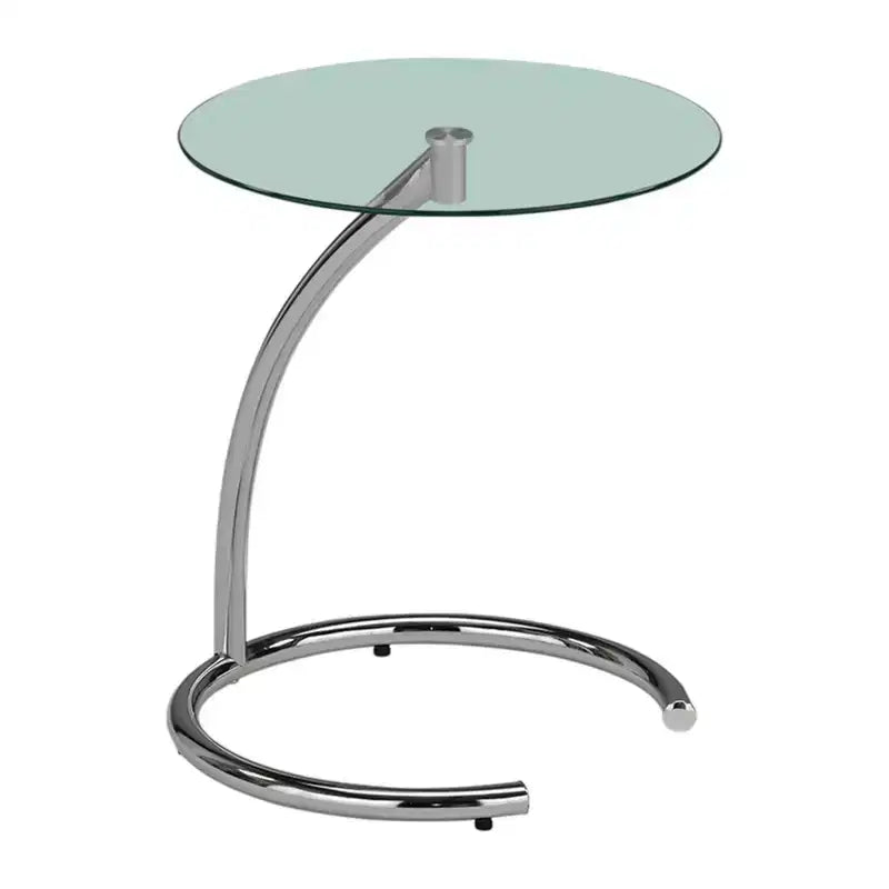 Kings Brand Furniture Table d'appoint ronde en verre - Table d'appoint en métal avec plateau en verre trempé, idéale pour le salon, la chambre ou le bureau