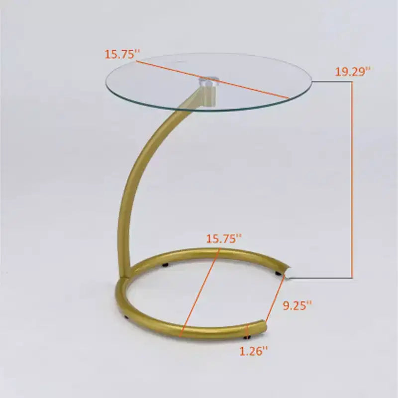 Kings Brand Furniture Table d'appoint ronde en verre - Table d'appoint en métal avec plateau en verre trempé, idéale pour le salon, la chambre ou le bureau