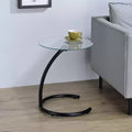 Kings Brand Furniture Round Glass End Table  metal side table with tempered glass top, ideal for living room, bedroom, or office