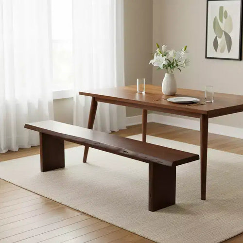 Banc de salle à manger 60" en bois massif Live Edge marron